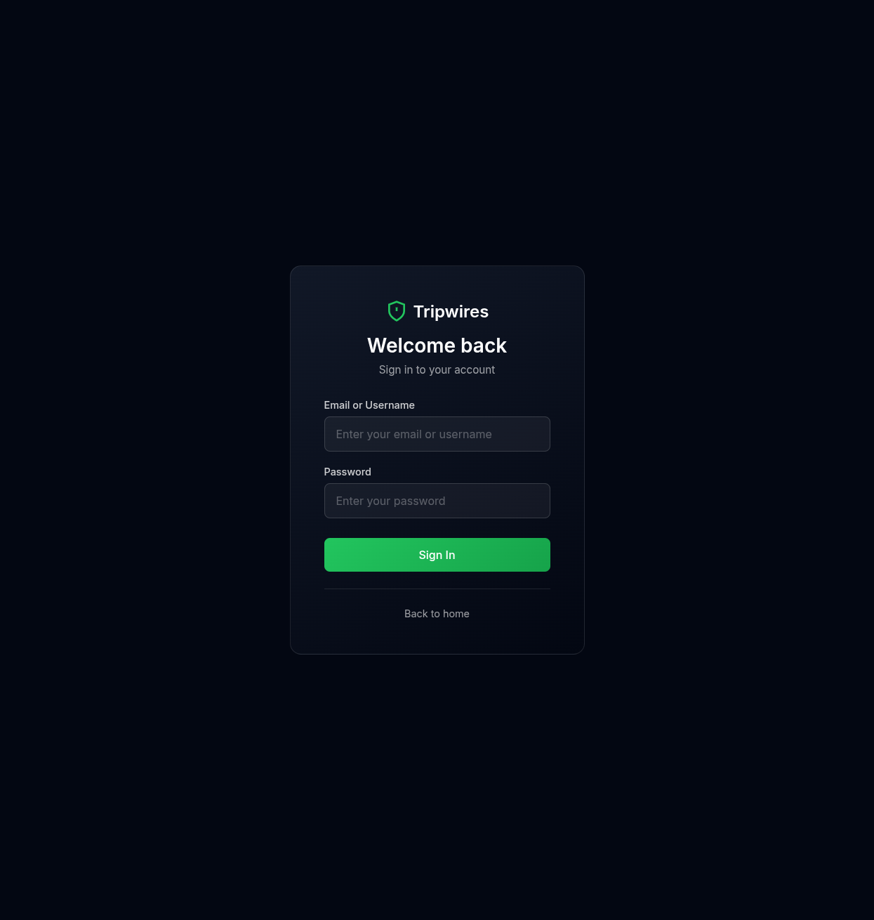 Login page